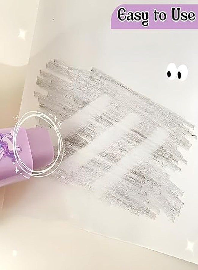 Krishope Cartoon Shaped Cute Erasers Push Pull Design Retractable Erasers Pastel Aesthetic Pencil Eraser Cute Rubber for Kids Students School Office Stationery (Unicorn Purple) - Image 5